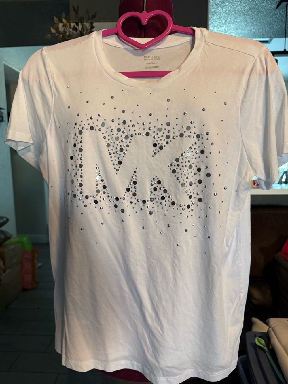 Michael Kors White Short Sleeve Tee with Sparkling MK Logo small